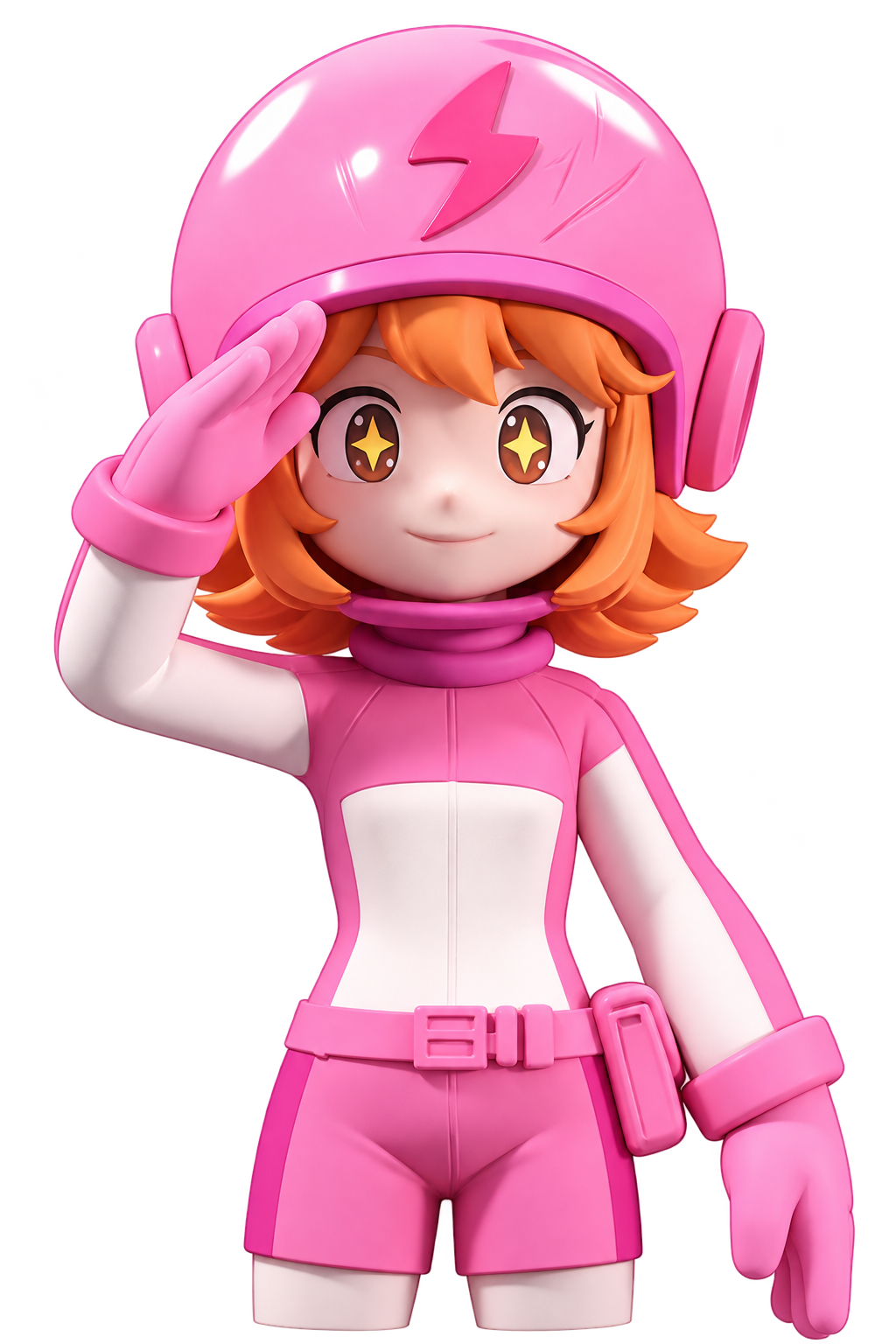 Blast's pink-helmeted mascot saluting